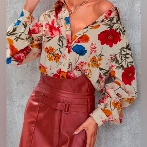Floral Print Button-Front Shirt